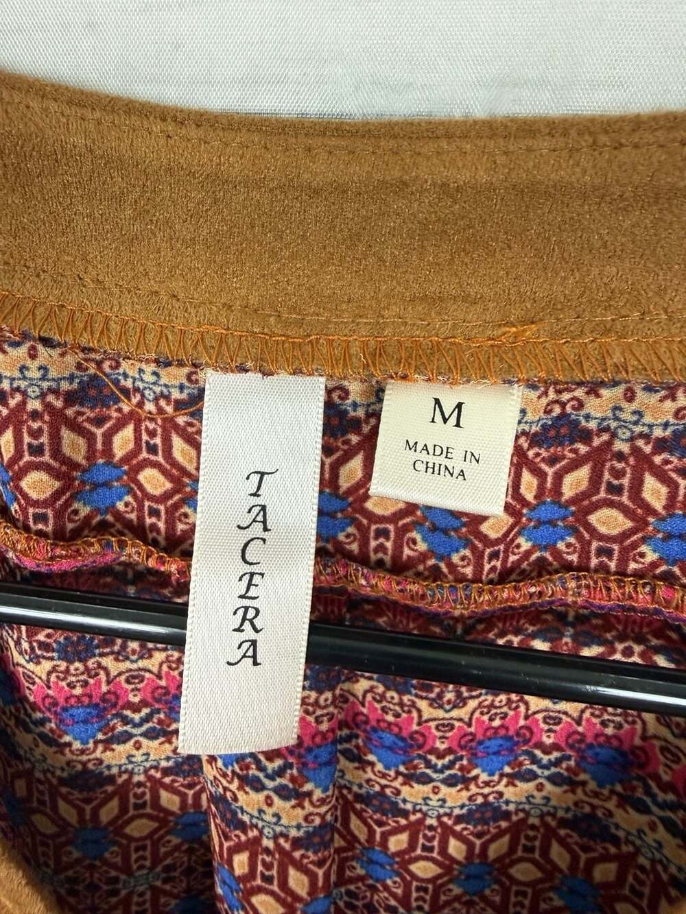 Tacera Women's Size M Lace-Up Front Geometric Print Blouse - Picture 4 of 7